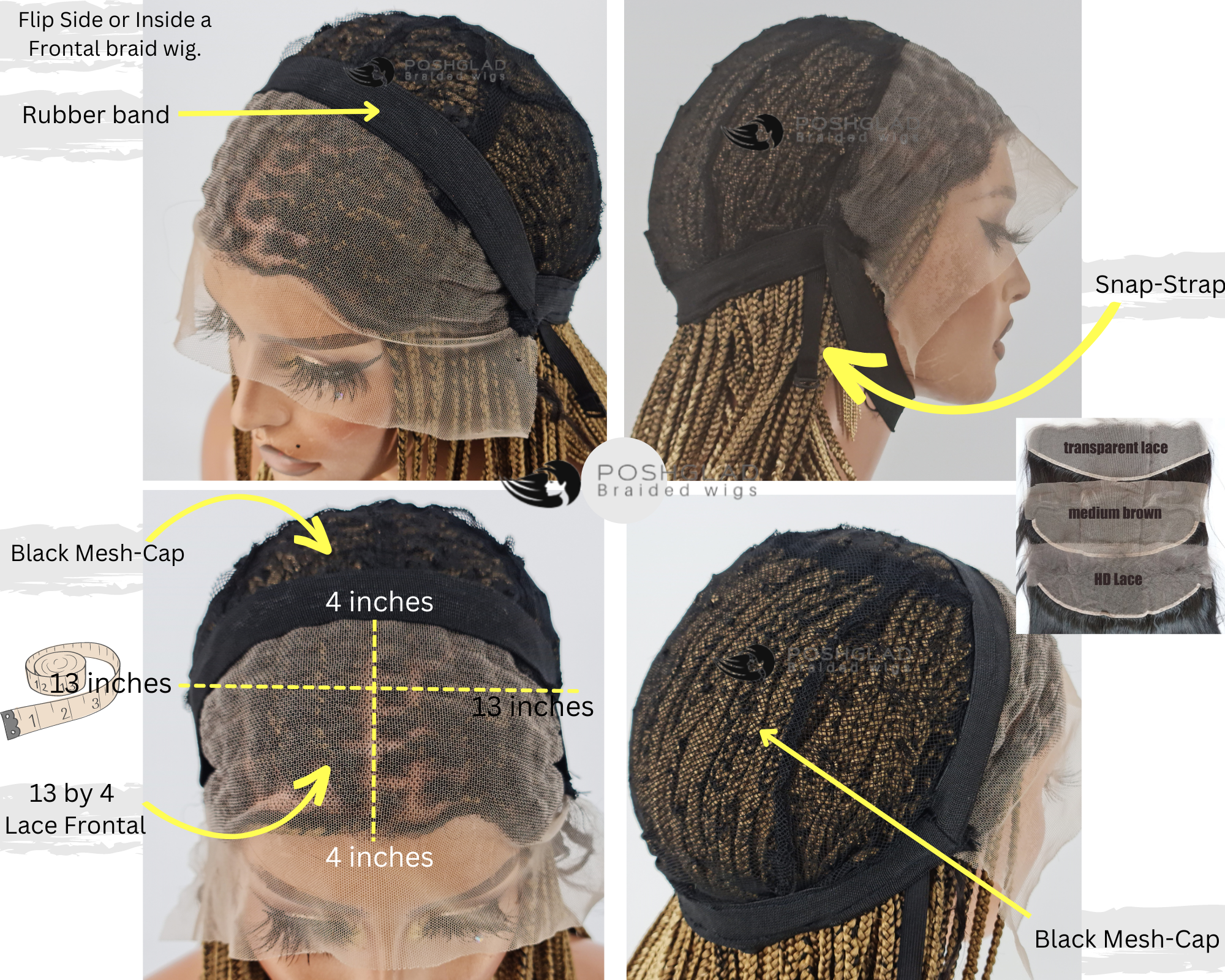 Knotless Braid Wig, 13x4 Lace Frontal, Glueless, Ombre Color (Jalissa)