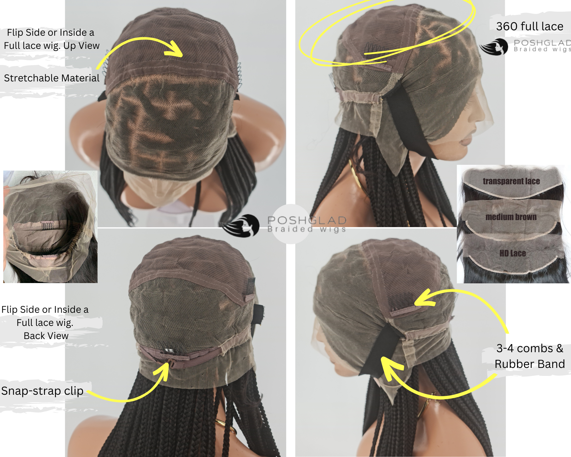 Bantu Knots Wig "Swiss Full Lace" Black Color, Gluless - Joanne
